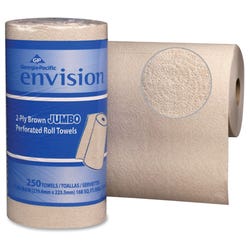 Envision 2-ply Brown Jumbo Roll Towels, Recycled, Perforated, Pack of 12