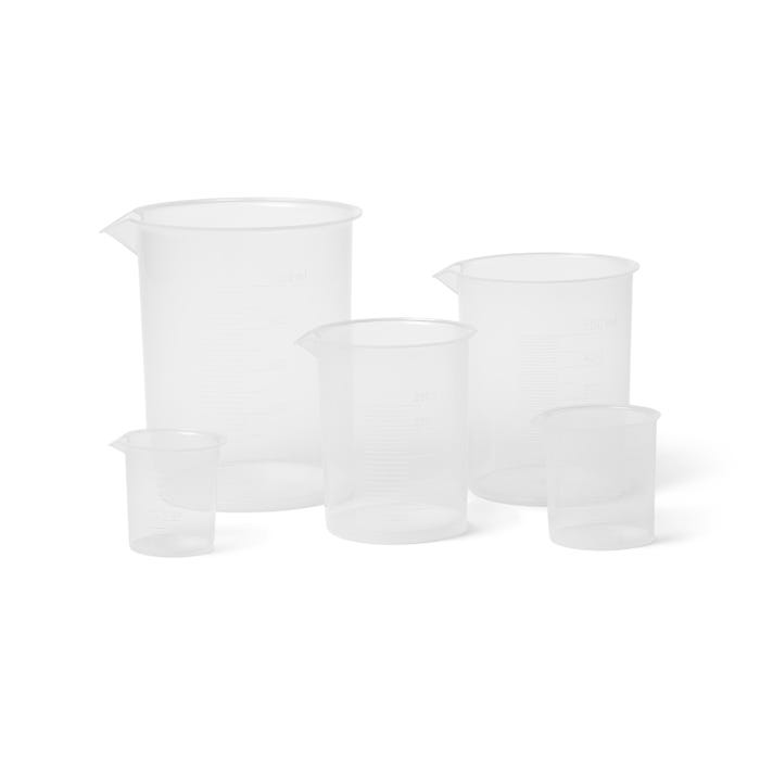 United Scientific Plastic Beakers, Polypropylene, Assorted Sizes, Set of 5