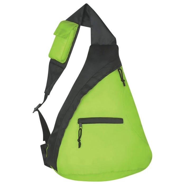 Budget Sling Backpack, Black/Lime Green