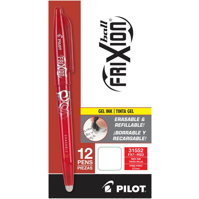 Pilot FriXion Ball Erasable Gel Ink Pens, Fine Point, Red Ink, Pack of 12