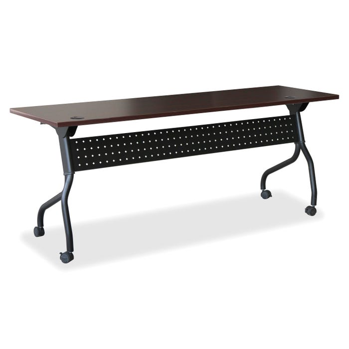 Lorell Mahogany Flip Top Training Table, 23-3/5 x 60 x 29-1/2 in, Mahogany/Black