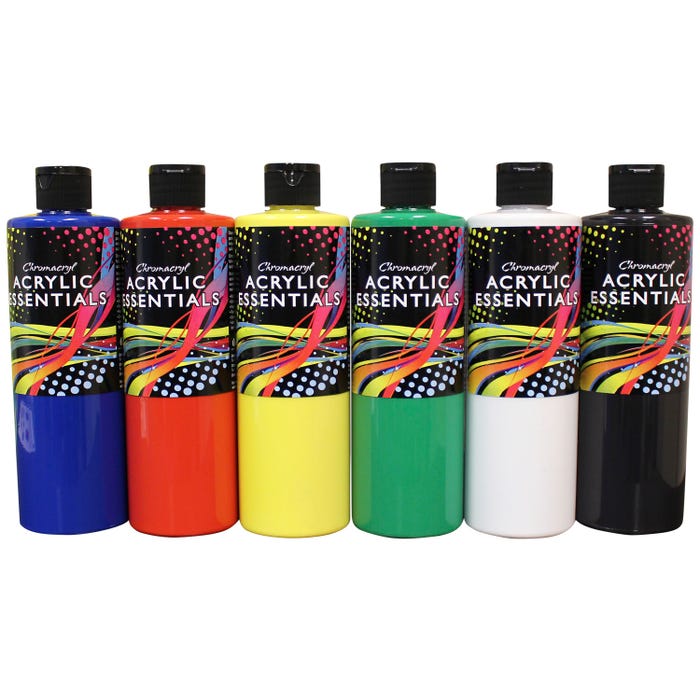 Chromacryl Acrylic Essentials, Pints, Assorted Primary Colors, Set of 6