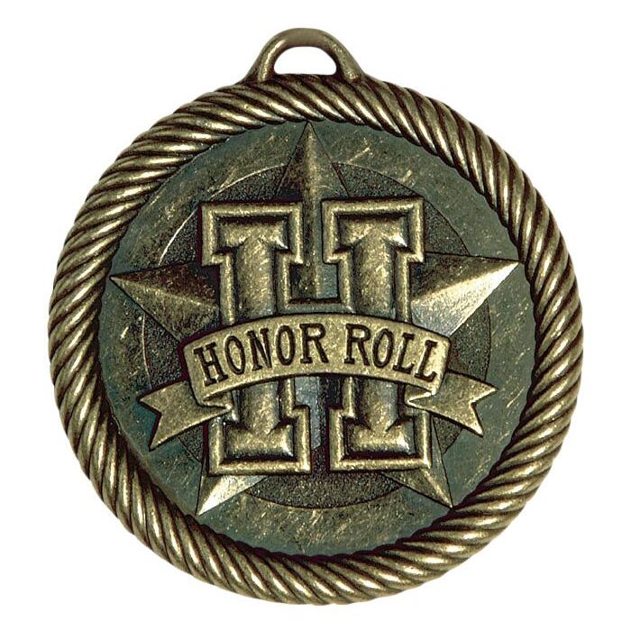 PDU CAT Multi-Level Dovetail/Honor Roll Value Medal, 2 Inches, Solid Die Cast, Gold