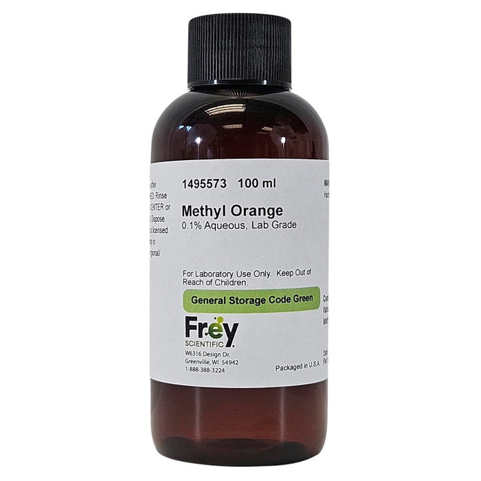 Frey Scientific Methyl, Orange, 0.1% Aqueous, Lab Grade, 100mL
