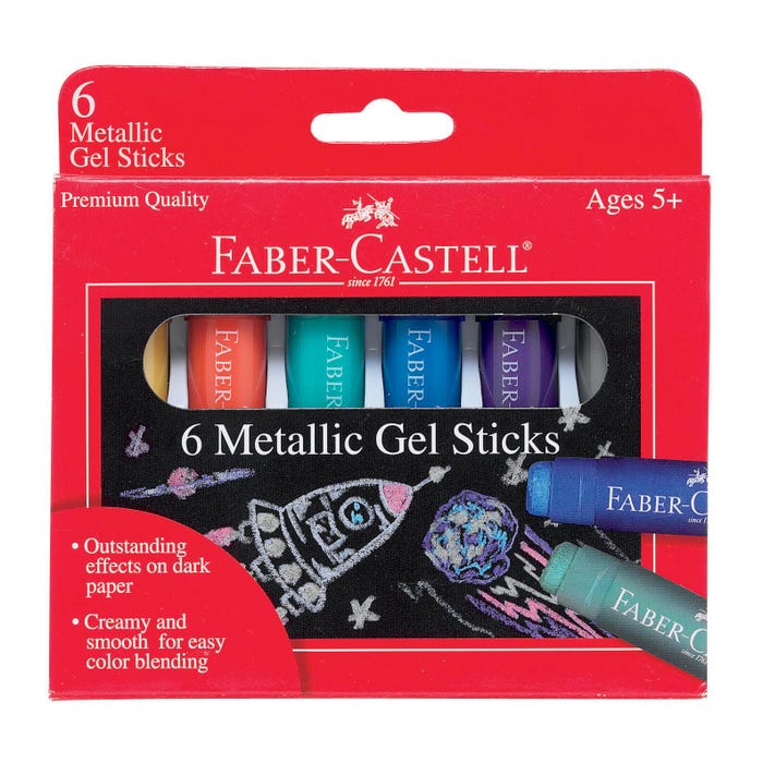 Faber-Castell Metallic Gel Sticks, Assorted Colors, Set of 6