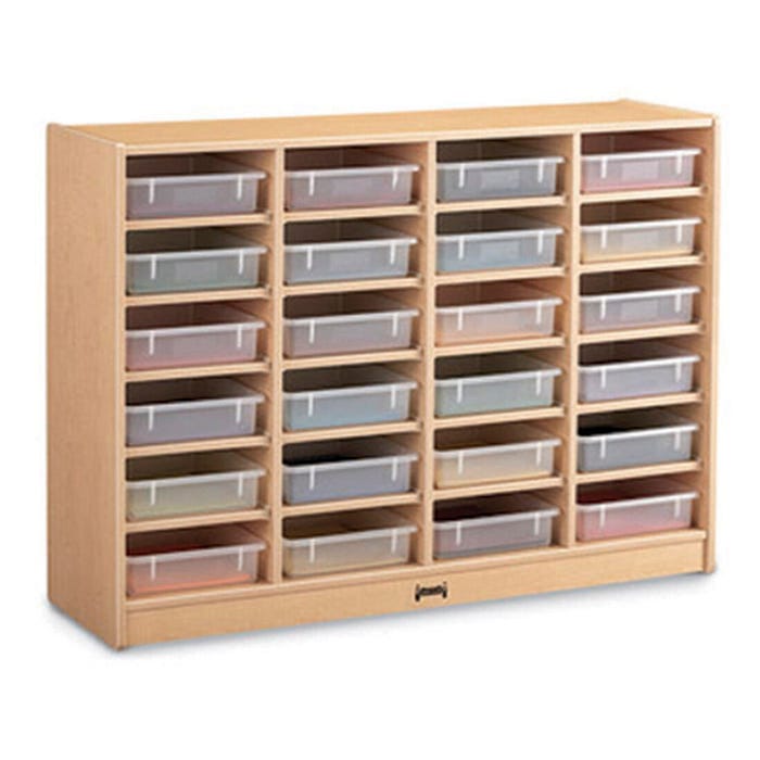 Jonti-Craft MapleWave 24 Paper-Tray Mobile Storage Unit, 48 x 15 x 35-1/2 Inches