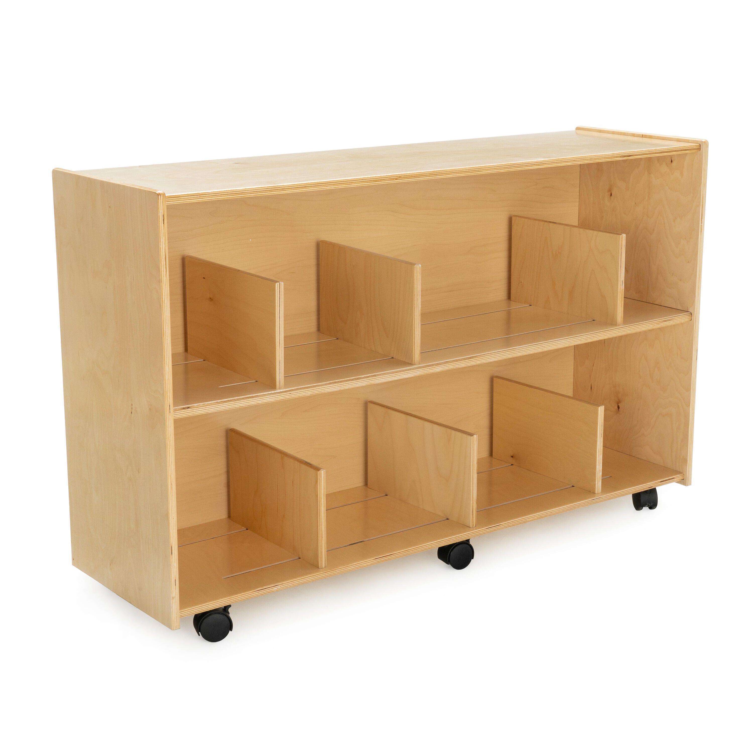 Childcraft Mobile Open Shelving Unit with Adjustable Dividers, 2 Shelves, 47-3/4 x 14-1/4 x 30 Inches 1558438