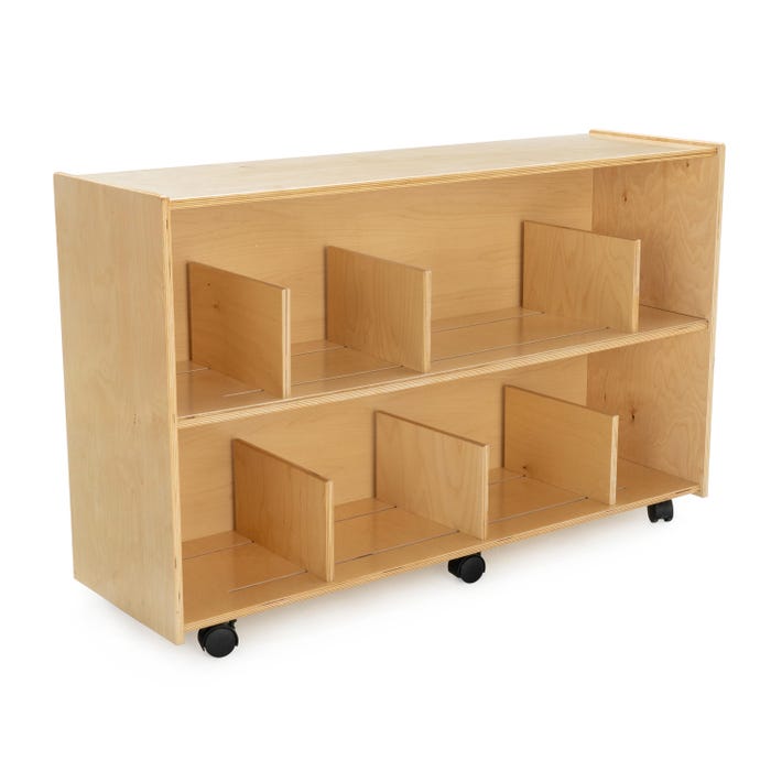 Childcraft Mobile Open Shelving Unit, Adjustable Dividers, 2 Shelves, 47-3/4 x 14-1/4 x 30 Inches