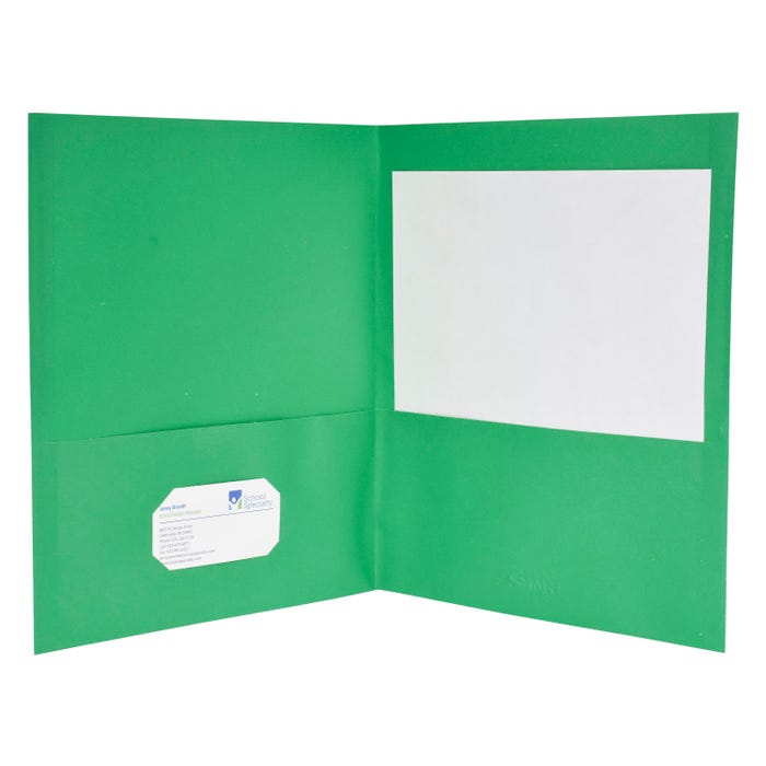 School Smart Extra-Large Folders with Pockets, 9 x 12 Inches, Green, Pack of 25