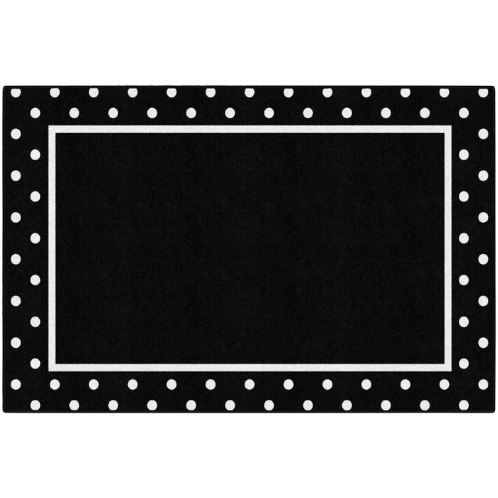 Flagship Carpets Simply Stylish Tropical Black and White Polka Dot Border Carpet, Rectangle