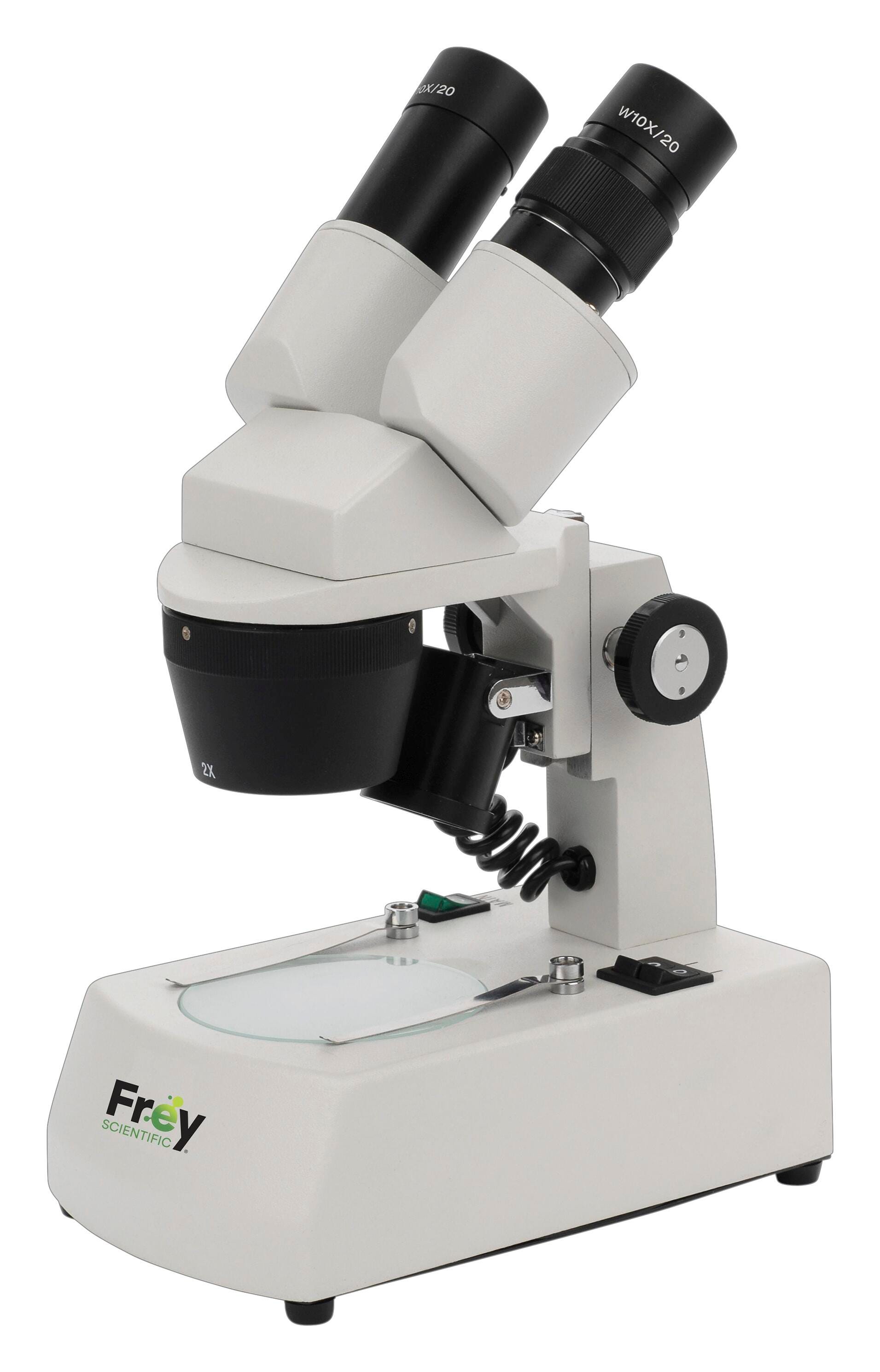 Frey Scientific Compact Fixed Head Stereo Microscope - 2x-4x Magnification - Cordless LED Illumination, Item Number 1396244