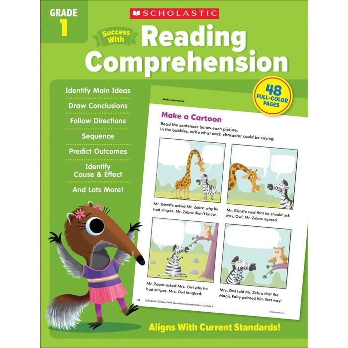 Scholastic Workbook Success With Reading Comprehension, Grade 1