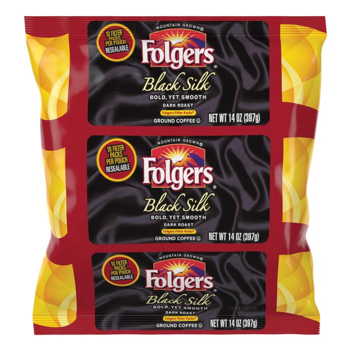 Folgers Black Silk Ground Coffee Filter Packs Ground, 1.4 oz, Pack of 40