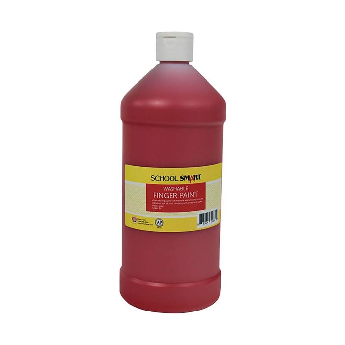 School Smart Washable Finger Paint, Red, 1 Quart Bottle