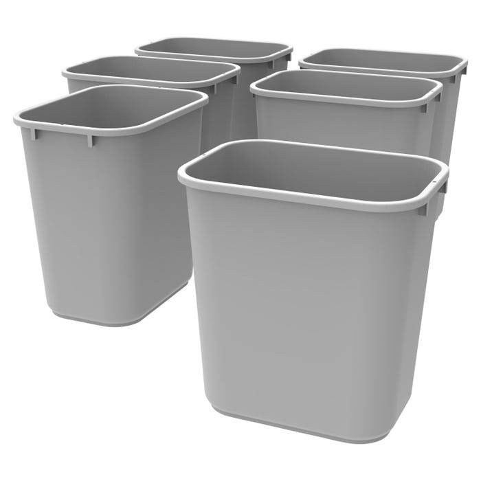 School Smart Indoor Waste Basket, 28 Quart, Gray, Case of 6