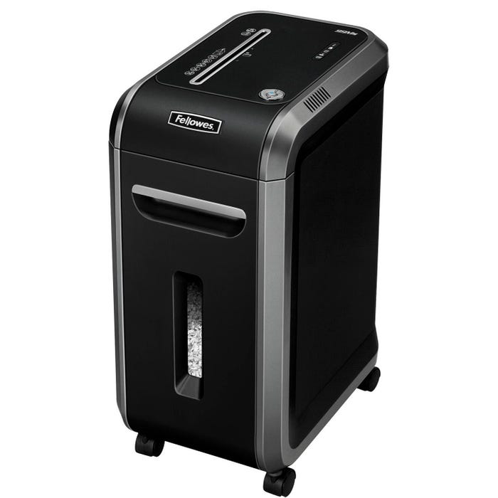 Fellowes Powershred 99Ms 14-Sheet Micro-Cut Shredder, 11-7/16 x 17-5/16 x 25-3/16 in, 9 gal, Black and Silver