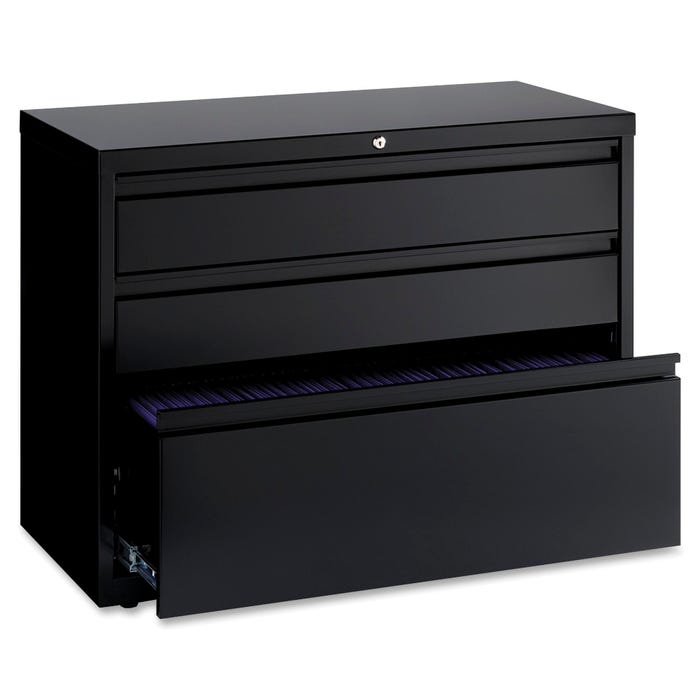 Lorell 36 in Lateral File Cabinet, 3-Drawer, 30 x 18-5/8 x 28 Inches, Black