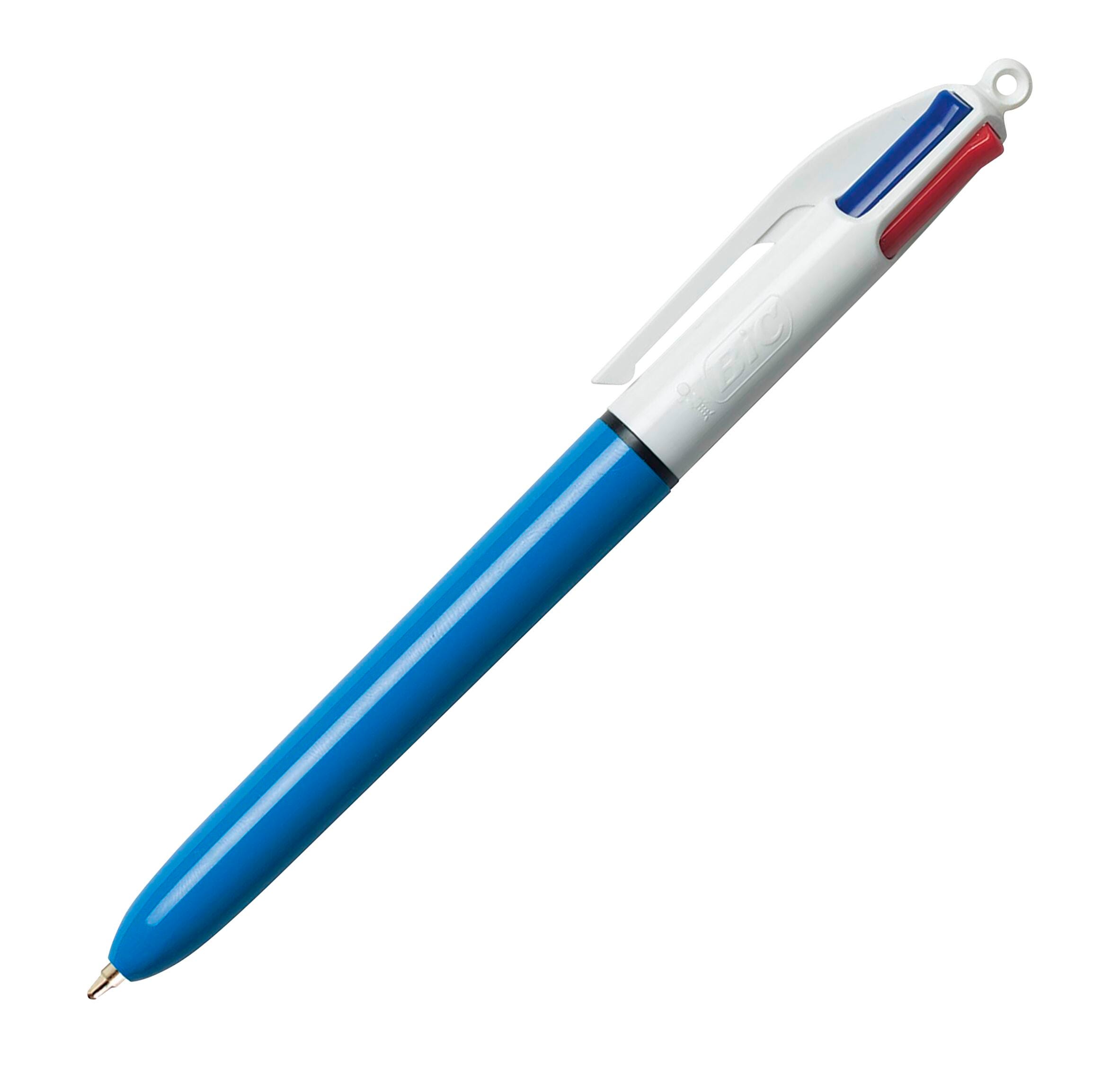 BIC 4-Color Retractable Ballpoint Pen, 1 mm Medium Tip, Blue/White Barrel 000645