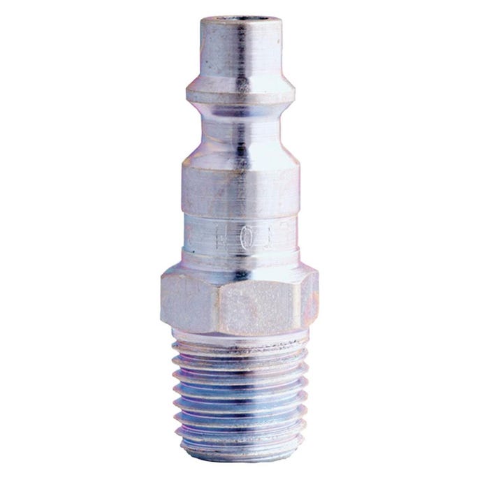 Milton Male M-Style Air Hose Coupler/Plug, 1/4 in, MNPT, Steel