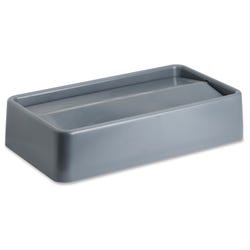 Genuine Joe Space-Saving Waste Container Swing Lid, 23 Gallons, Gray