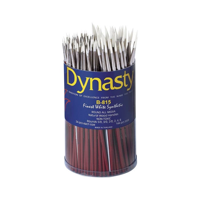 Dynasty Finest White Taklon Brush Canister, B-815, Set of 144 Rounds