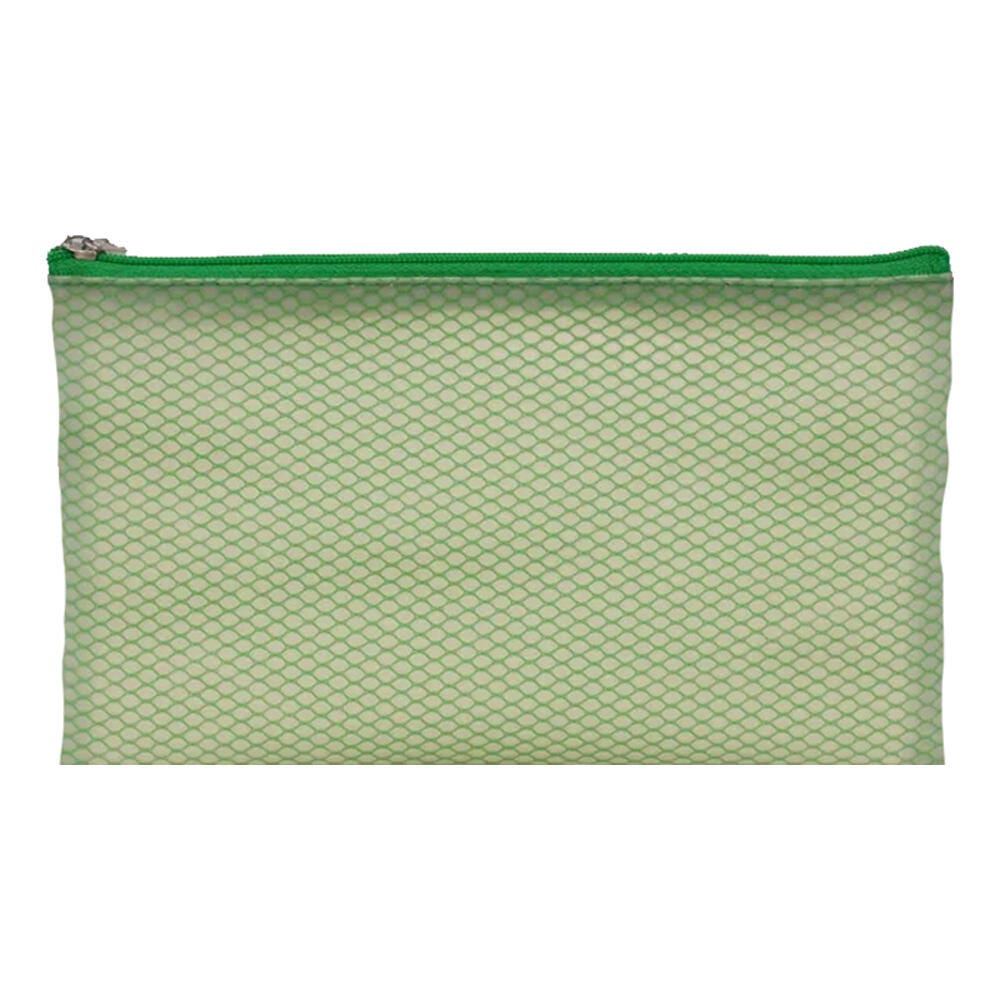 School Smart Pencil Case Pouch, Vinyl and Mesh, Green 1598622