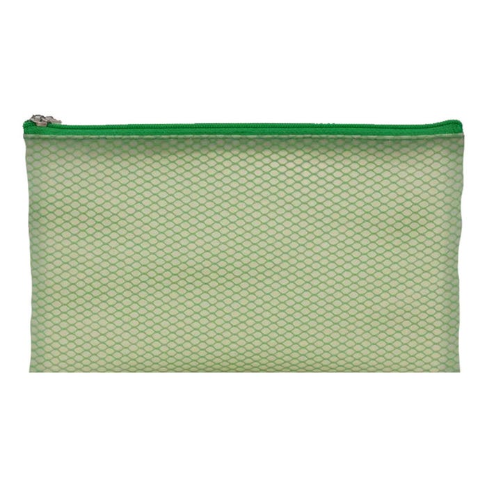 School Smart Pencil Case Pouch, Vinyl and Mesh, Green