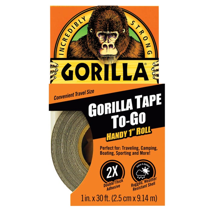 Gorilla Glue Black Gorilla Tape-To-Go, 1 Inch x 30 Feet, Black