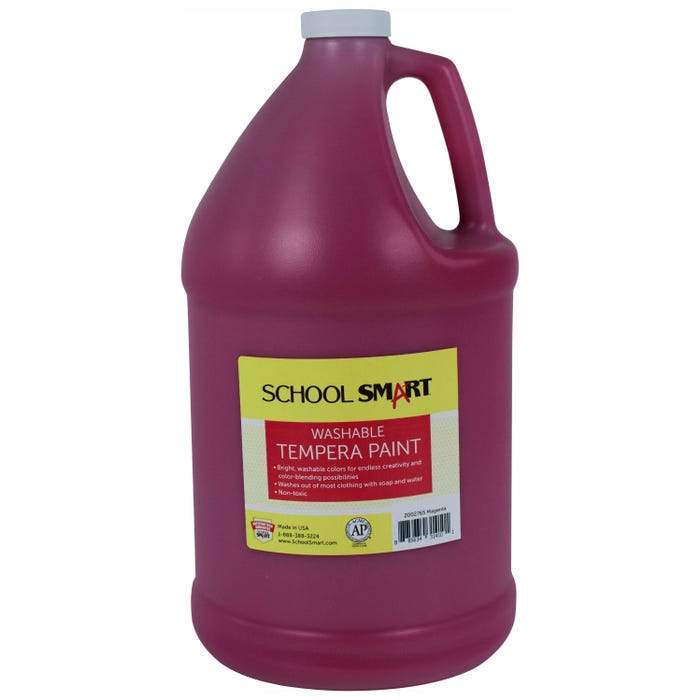School Smart Washable Tempera Paint, Magenta, 1 Gallon Bottle