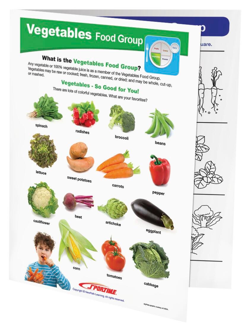 Image for Sportime Vegetables Food Group Visual Learning Guide, 4 Pages, Grades 1 to 4 from School Specialty
