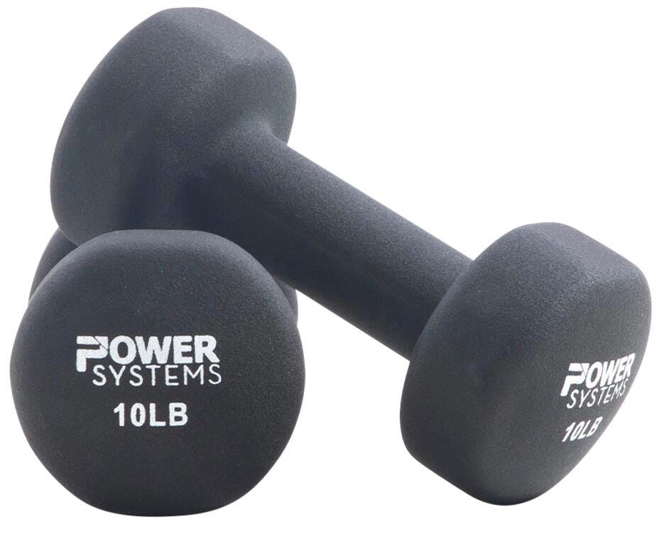 Power Systems Premium Neoprene Dumbbells, 10 Pounds, Black, Item Number 2094330