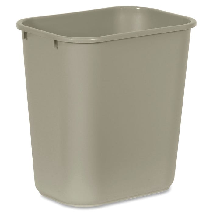 Rubbermaid Standard Rectangle Waste Basket, 28-1/8 Quart, Plastic, Beige