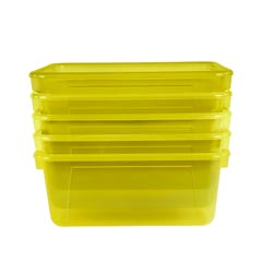 School Smart Translucent Storage Bin, 7-7/8 x 12-1/4 x 5-3/8 Inches, Yellow, Pack of 5 2005707