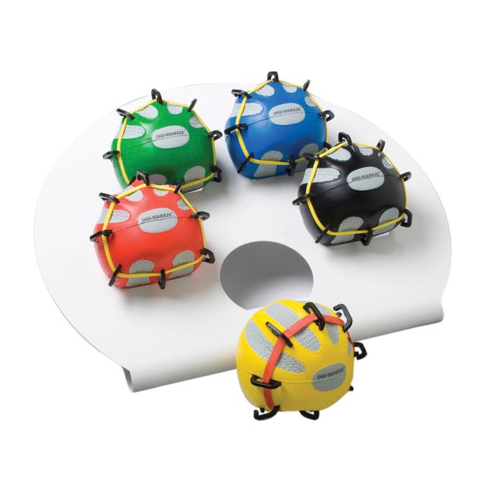 CanDo Digi-Extend n' Squeeze Exerciser Set with Stand, Large, Set of 5