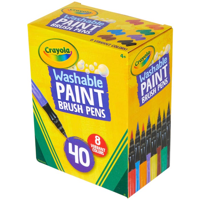 Crayola Washable Paint Brush Pens, Assorted Colors, Pack of 40