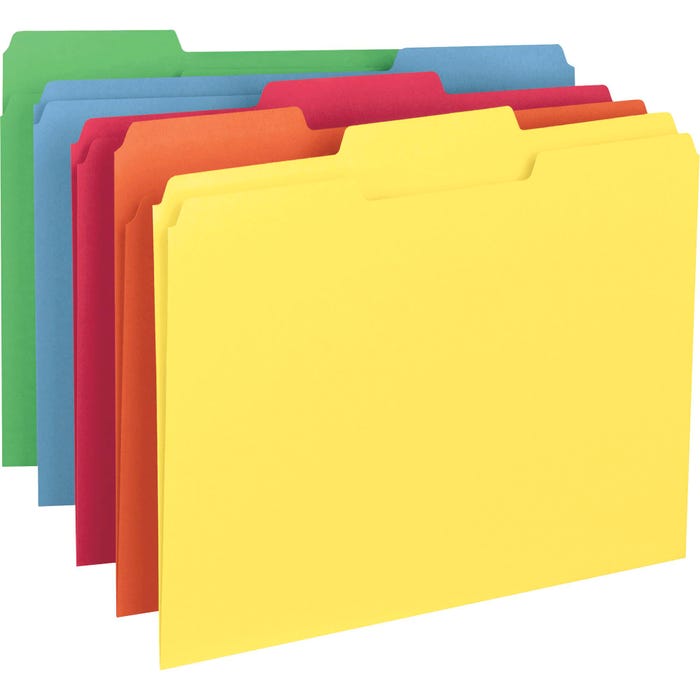 Smead File Folder, Letter Size, 1/3 Cut Tabs, Assorted Colors, Set of 100