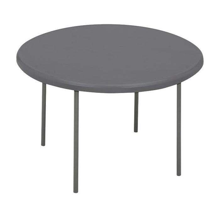 Iceberg IndestrucTable TOO Folding Table, Round, 48 x 29 Inches, Charcoal Top, Gray Frame
