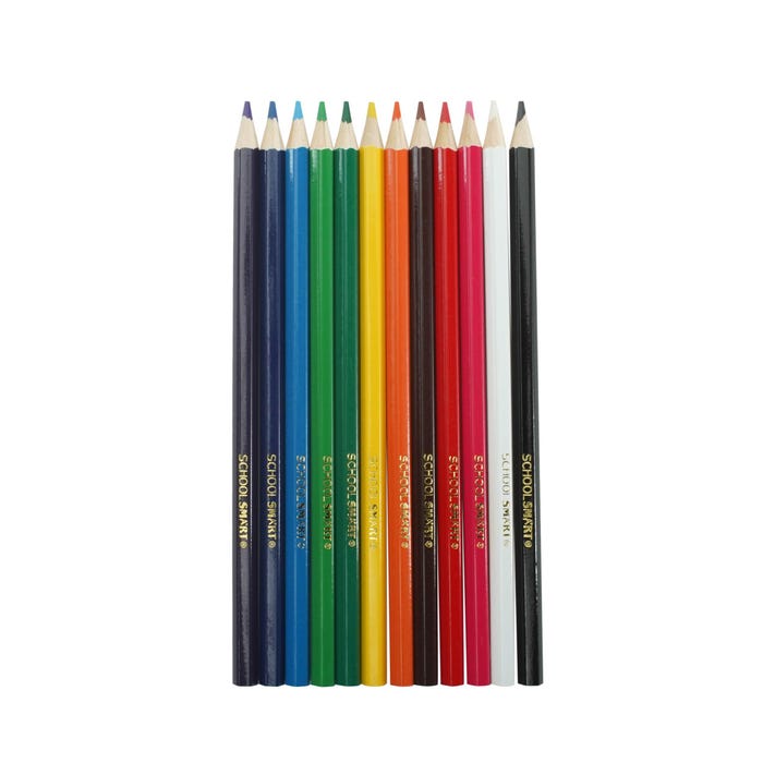 School Smart Colored Pencils, Assorted Colors, Pack of 12
