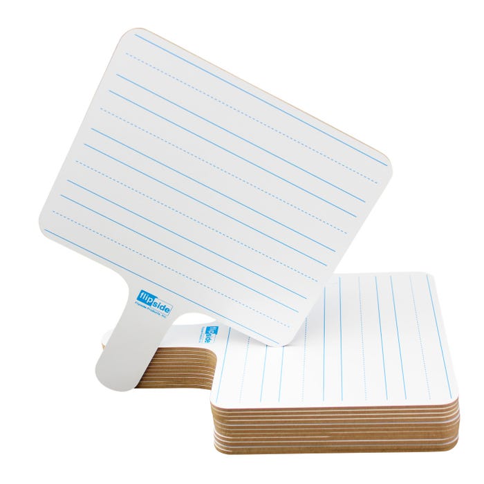 Flipside Two Sided Rectangle Lined/Blank Dry Erase Paddles, Pack of 24
