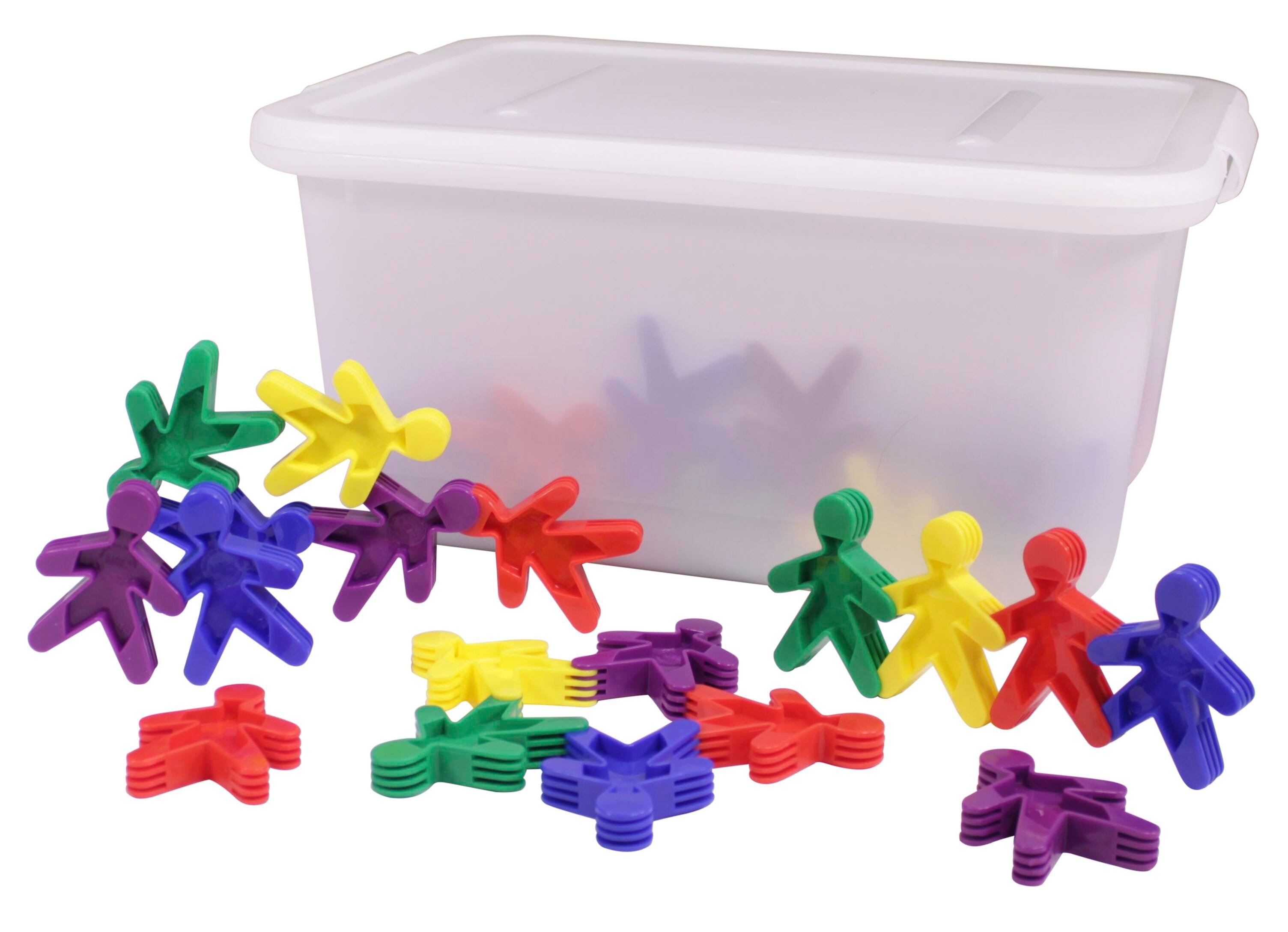 Image for Childcraft Manipulative People Connectors with Storage Bin, 3 Inches, Set of 100 from School Specialty