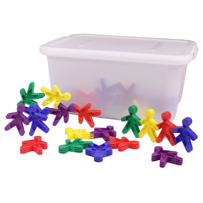 Childcraft Manipulative People Connectors with Storage Bin, 3 Inches, Set of 100