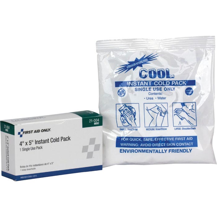 First Aid Only Single Use Instant Cold pack, 4 x 5 Inches, White