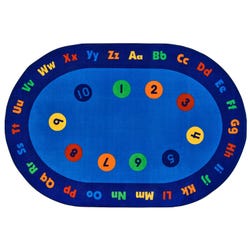 Carpets for Kids KIDSValue PLUS Circletime Early Learning Rug, 7 Feet 6 Inches x 12 Feet, Oval, Blue, Item Number 2101511