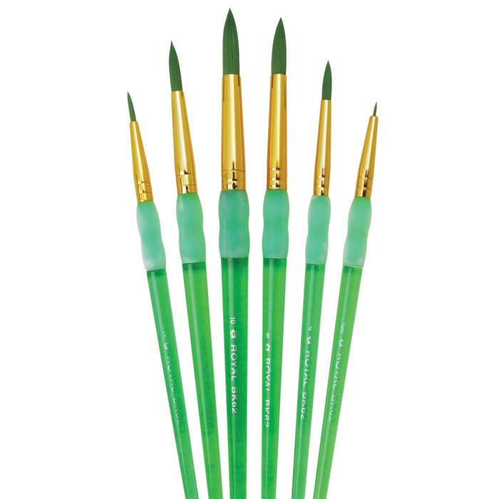 Royal & Langnickel Big Kid's Choice Brushes, Round Type, Short Handle, Assorted Sizes, Set of 6