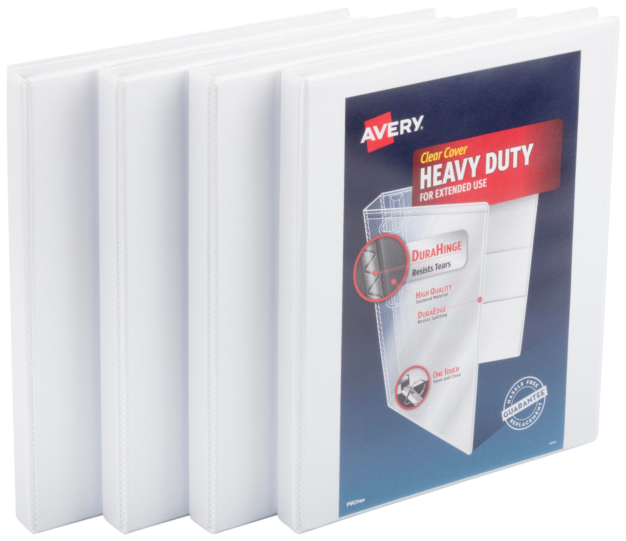 Avery Heavy-Duty View Binder, 1/2 Inch, Slant Ring, White, Pack of 4 2047979