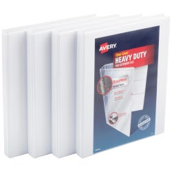 Avery Heavy-Duty View Binder, 1/2 Inch, Slant Ring, White, Pack of 4 2047979