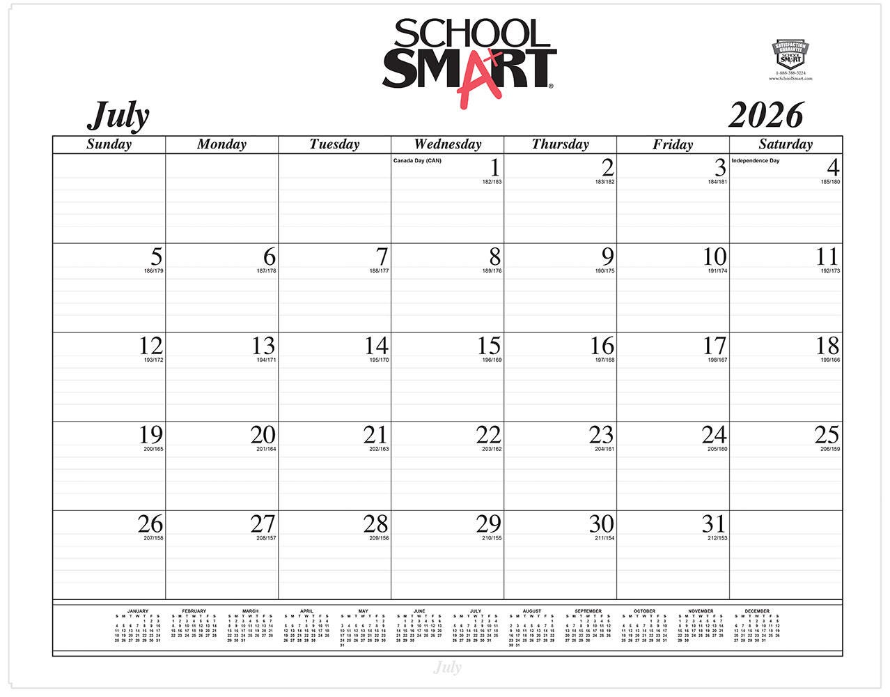 School Smart, 14 Month Academic Desk Pad Refill, July 2026-August 2027, 22 x 17 Inches 2215637