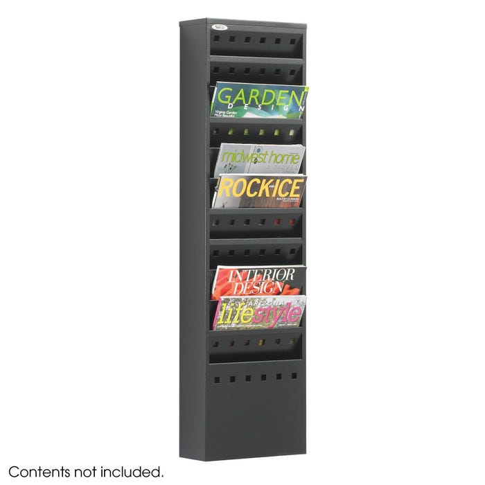 Safco Magazine Rack with Steel Base, 11 Pocket, 10 x 4 x 36-1/4 Inches, Black