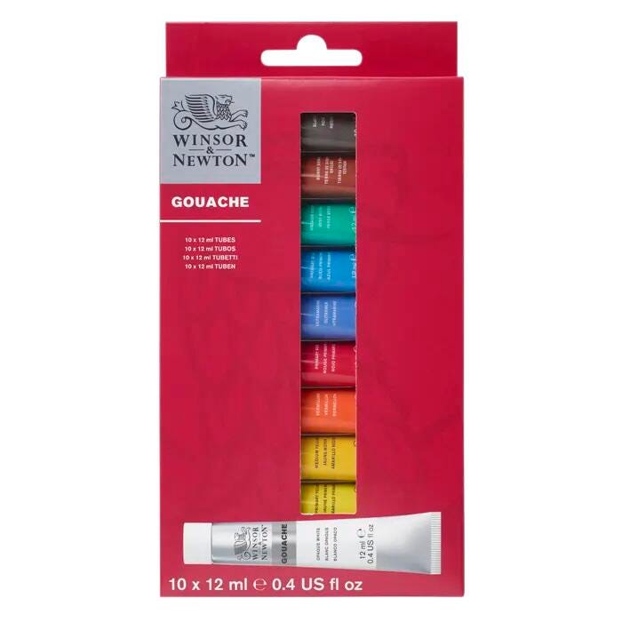 Winsor & Newton Gouache, 0.4 Ounces, Assorted Colors, Set of 10