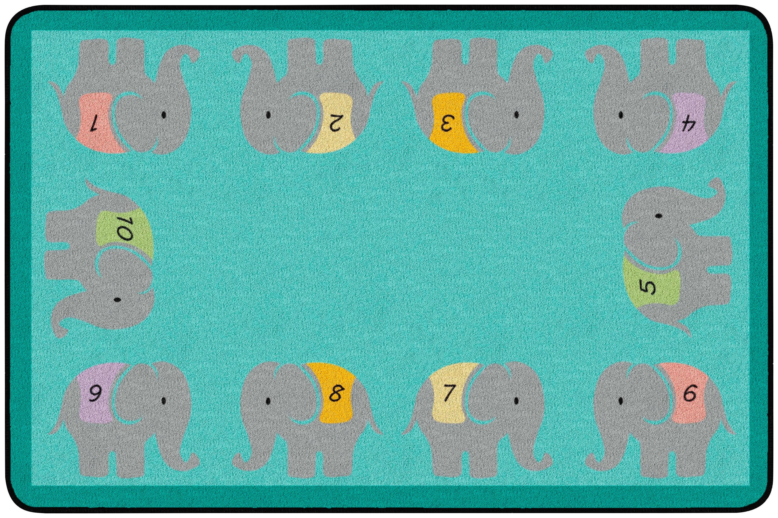 Childcraft Counting Elephants Carpet for Classrooms, Rectangle 4002148